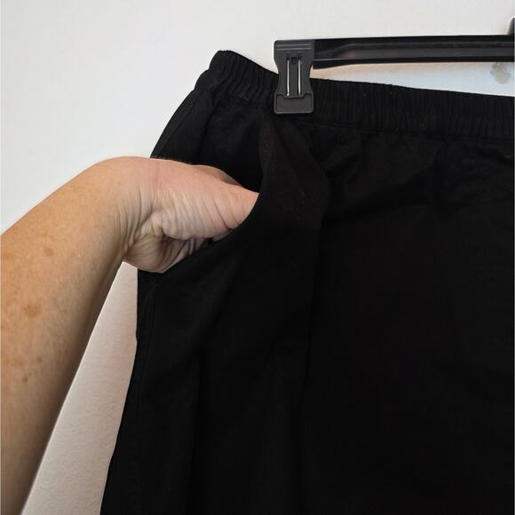 ULLA POPKEN Black 100% Cotton Pull On Elastic Waist Skort Pockets Plus Sz 16/18 - Picture 5 of 8